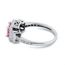 Sterling Silver Square Pink CZ Ring