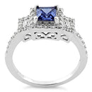 Sterling Silver Square Tanzanite CZ Ring