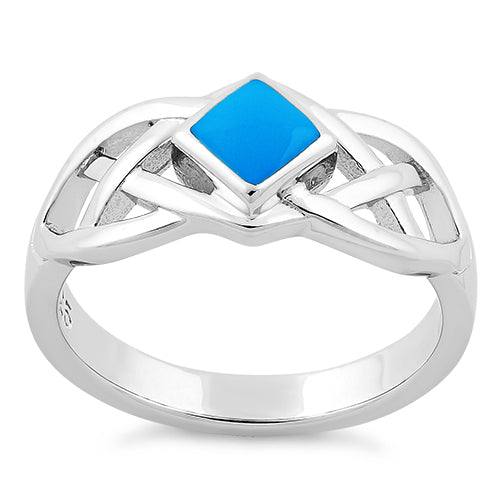 Sterling Silver Simulated Turquoise Celtic Ring