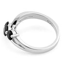 Sterling Silver Triple Black Stone CZ Ring