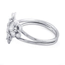 Sterling Silver Triple Flower CZ Ring