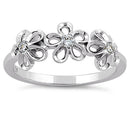 Sterling Silver Triple Plumeria CZ ring
