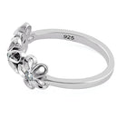 Sterling Silver Triple Plumeria CZ ring