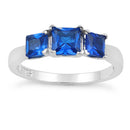 Sterling Silver Triple Square Blue Spinel CZ Ring