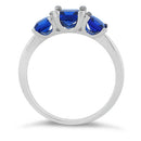 Sterling Silver Triple Square Blue Spinel CZ Ring