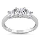Sterling Silver 3-Stone Square CZ Ring