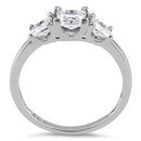 Sterling Silver 3-Stone Square CZ Ring
