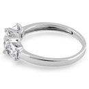 Sterling Silver 3-Stone Square CZ Ring