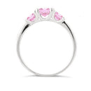 Sterling Silver Triple Square Pink CZ Ring