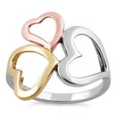 Sterling Silver 3-tone Heart Ring