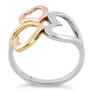 Sterling Silver 3-tone Heart Ring