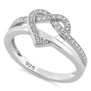 Sterling Silver Twisted Heart Shape CZ Ring