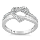Sterling Silver Twisted Heart Shape CZ Ring