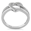 Sterling Silver Twisted Heart Shape CZ Ring