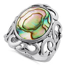 Sterling Silver Unique Oval Abalone Ring