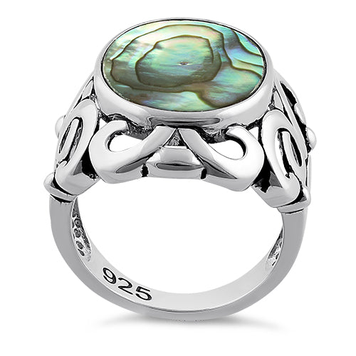 Sterling Silver Unique Oval Abalone Ring