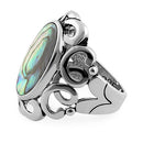 Sterling Silver Unique Oval Abalone Ring