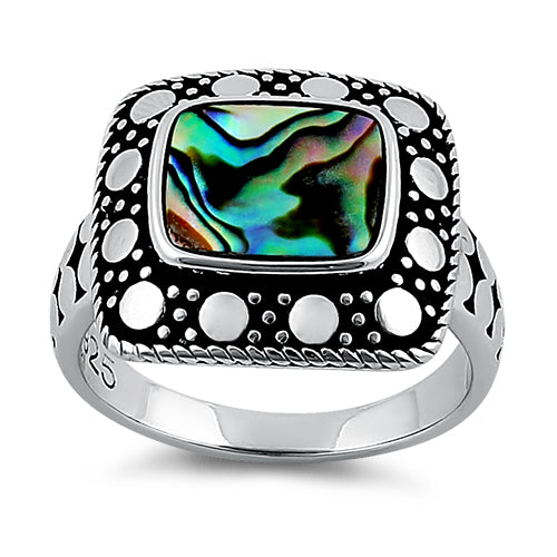 Sterling Silver Unique Square Abalone Ring