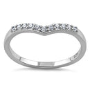 Sterling Silver V Shape CZ Ring