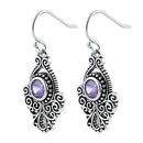Sterling Silver Vintage Amethyst CZ Dangle Earrings