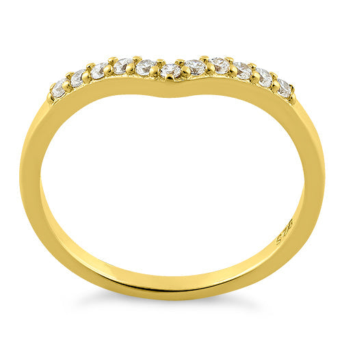 Yellow Gold Plated Pointed V CZ Ring