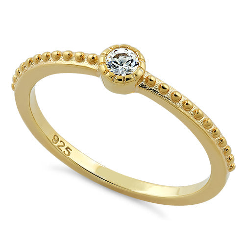 Yellow Gold Plated Silver Fancy Round Ring