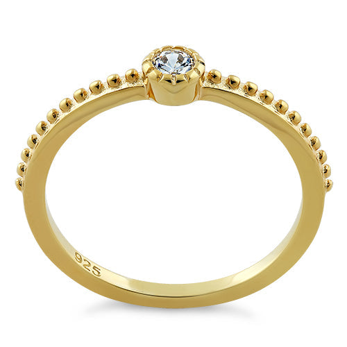 Yellow Gold Plated Silver Fancy Round Ring