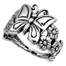 Sterling Silver Butterfly Flowers Ring