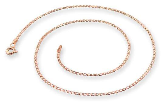 14k Rose Gold Plated Sterling Silver Long Curb Chain 1.2mm