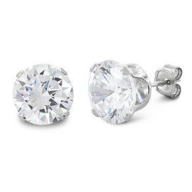 4 ct Sterling Silver CZ Stud Earrings 8MM