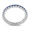 Sterling Silver Blue Sapphire Eternity CZ Ring
