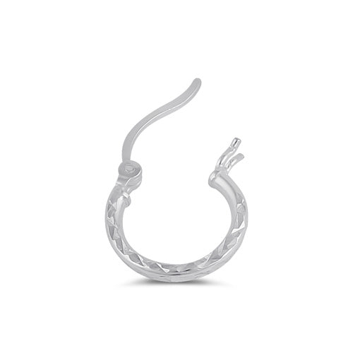 Sterling Silver 2.0MM x 20MM Textured Hoop Earrings