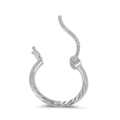 Sterling Silver 1.5MM x 20MM Textured Hoop Earrings