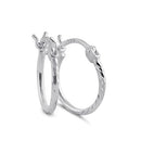 Sterling Silver 1.5MM x 20MM Textured Hoop Earrings