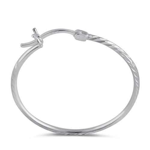 Sterling Silver 1.5MM x 30MM Textured Hoop Earrings