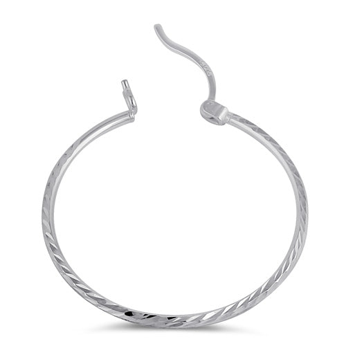 Sterling Silver 1.5MM x 30MM Textured Hoop Earrings
