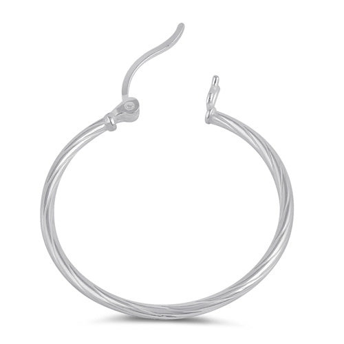 Sterling Silver 2.0MM x 30MM Rope Hoop Earrings