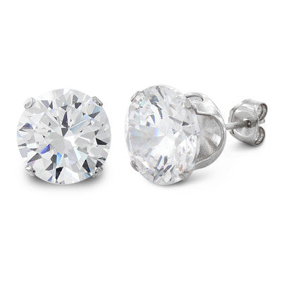 6 ct Sterling Silver Cz Stud Earrings 9mm