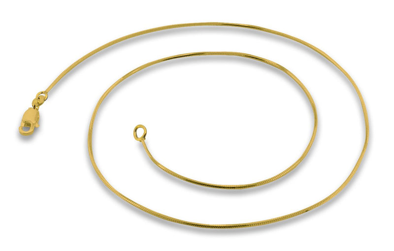 14K Gold Plated Sterling Silver 8 Sided Snake Chain 1.0mm