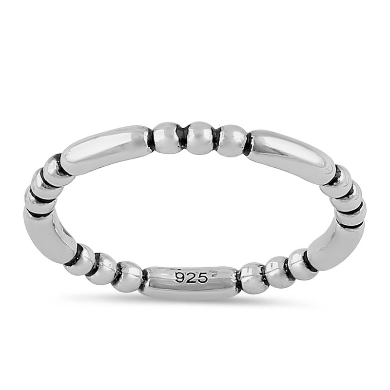 Sterling Silver Stackable Bead and Bar Ring