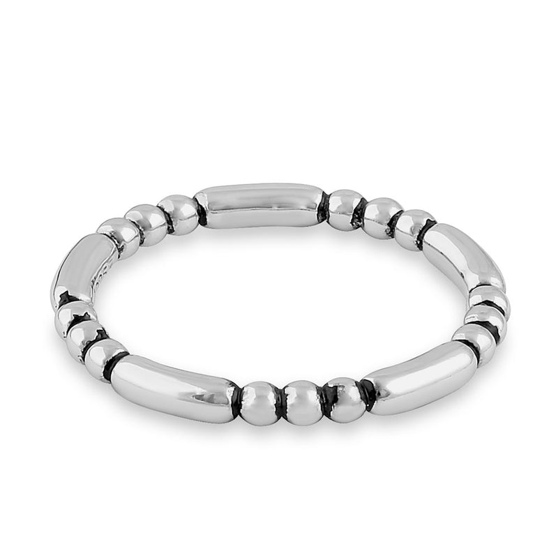 Sterling Silver Stackable Bead and Bar Ring