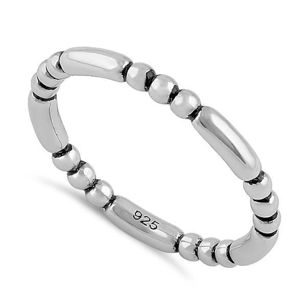 Sterling Silver Stackable Bead and Bar Ring