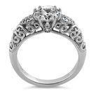 Sterling Silver Majestic Filigree Round Cut CZ Engagement Ring