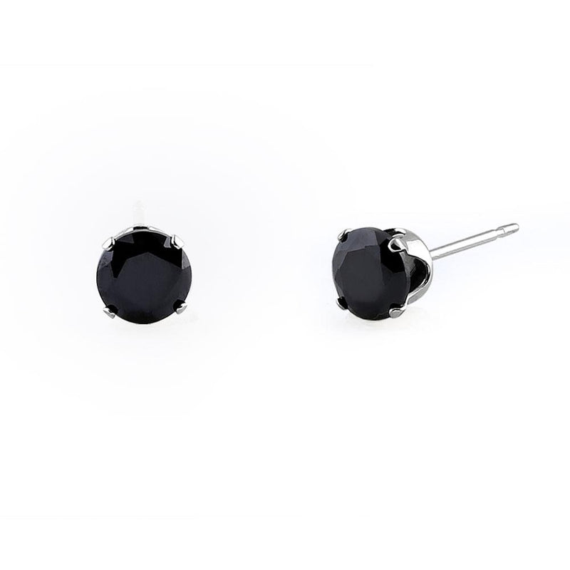 1.00 Ct. Sterling Silver Black CZ 5mm Stud Earrings