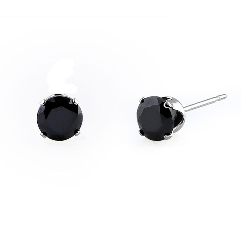 1.50 Ct. Sterling Silver Black CZ 6mm Stud Earrings