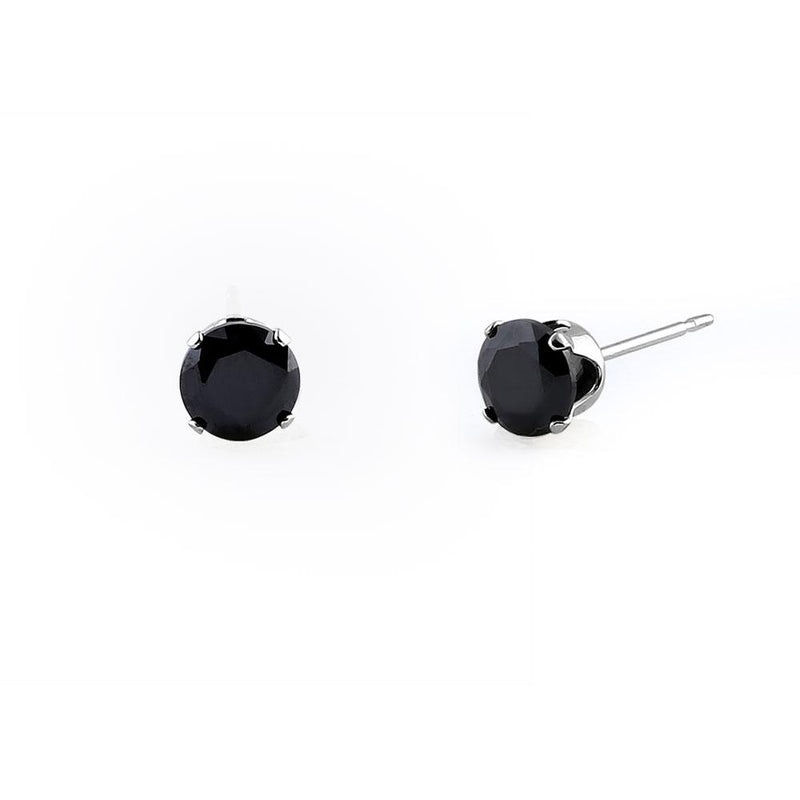 0.5 Ct Sterling Silver Black CZ 4mm Stud Earrings