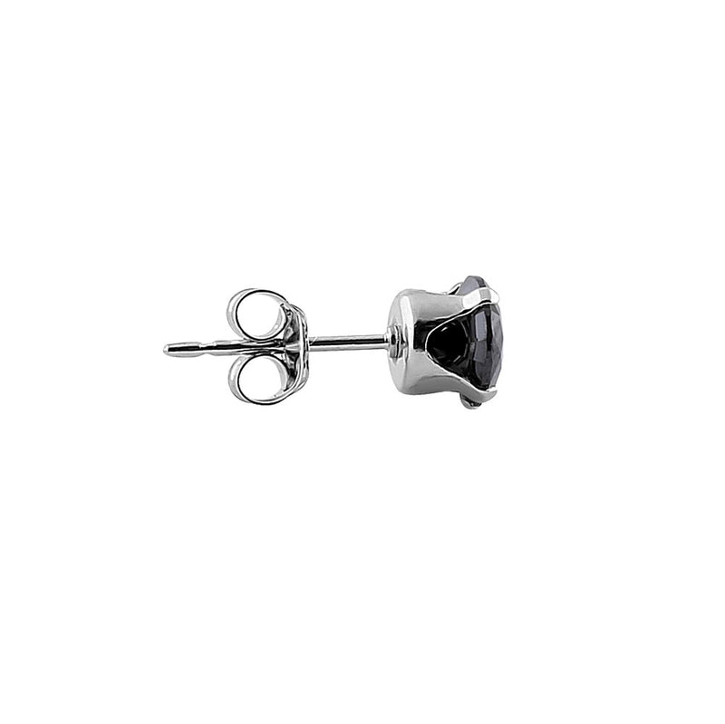 1.00 Ct. Sterling Silver Black CZ 5mm Stud Earrings