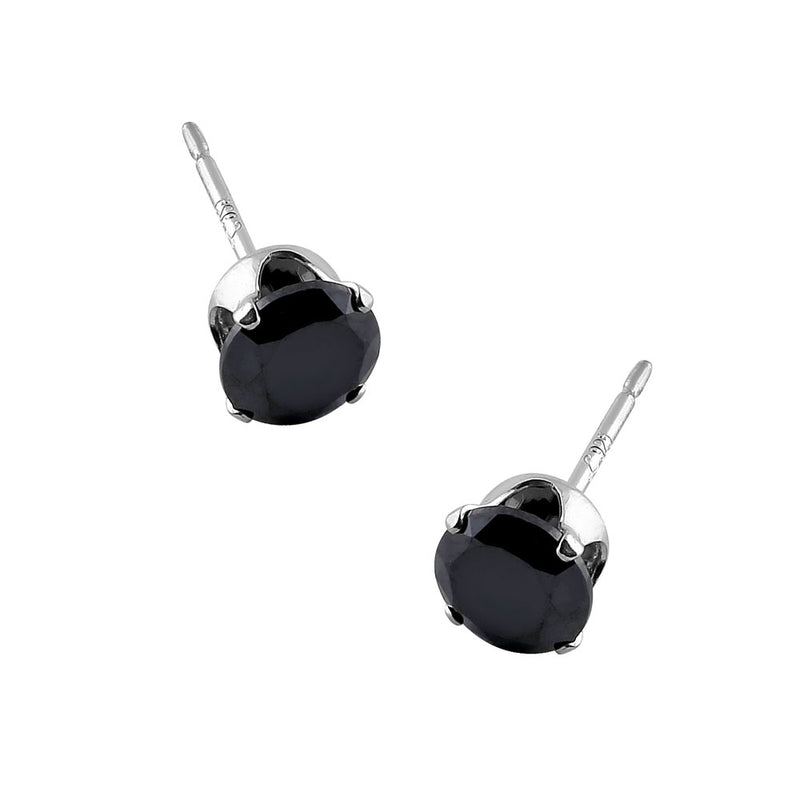 1.00 Ct. Sterling Silver Black CZ 5mm Stud Earrings