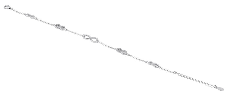 Sterling Silver Clear CZ Infinity Charm Bracelet