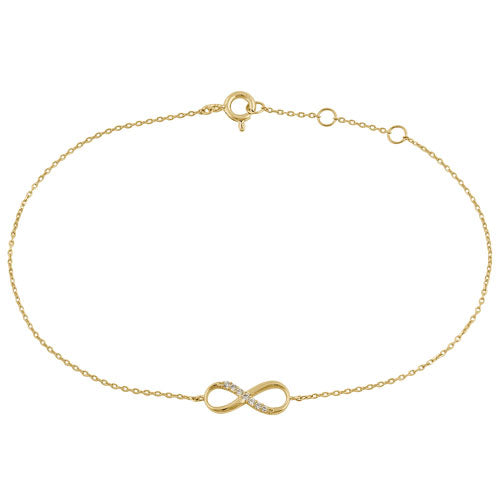 Solid 14K Yellow Gold CZ Infinity Bracelet